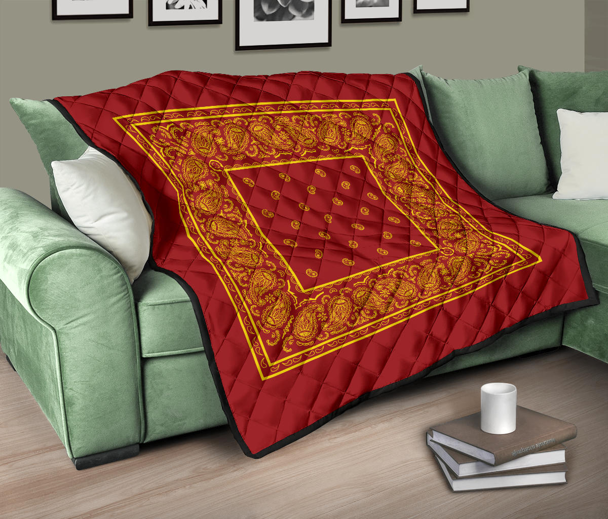 Quilt - Red and Gold Bandana Quilt