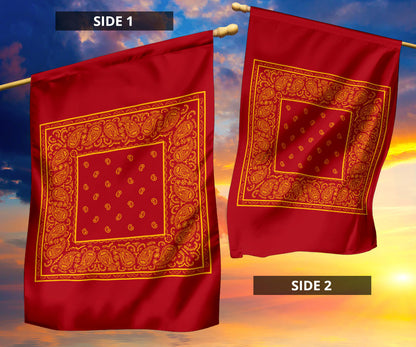 Red and Gold Bandana Home and Garden Flags
