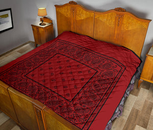 Red with Black Bandana Quilted Bedspread