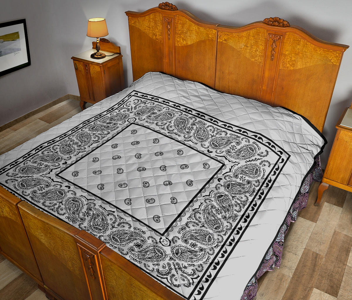 light grey bandana bedspread