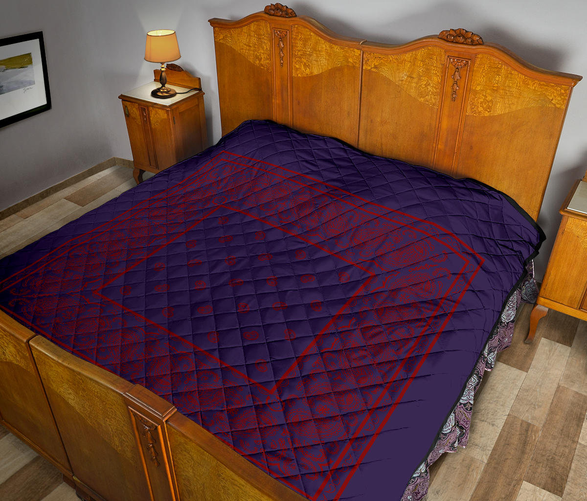 purple and red bedding quilt