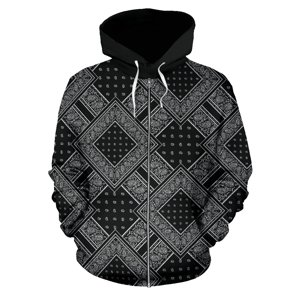 black zip hoodie
