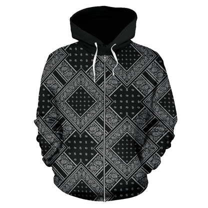 black zip hoodie