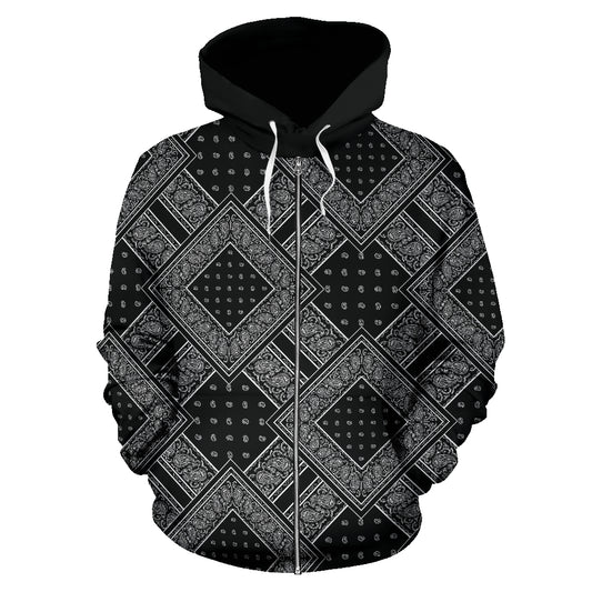 black zip hoodie