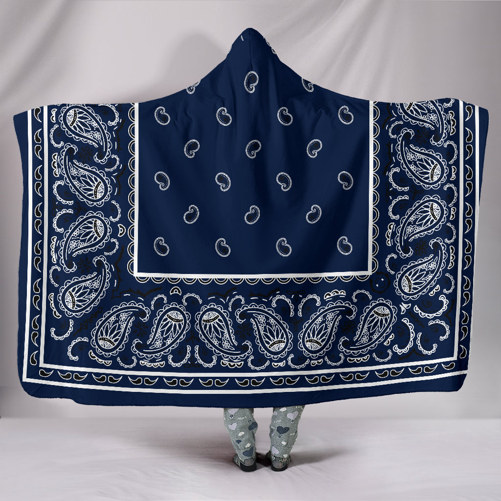 Navy Blue Bandana Hooded Blankets