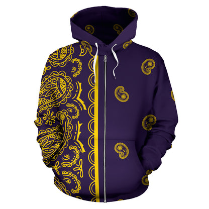 purple and gold bandana hoodie