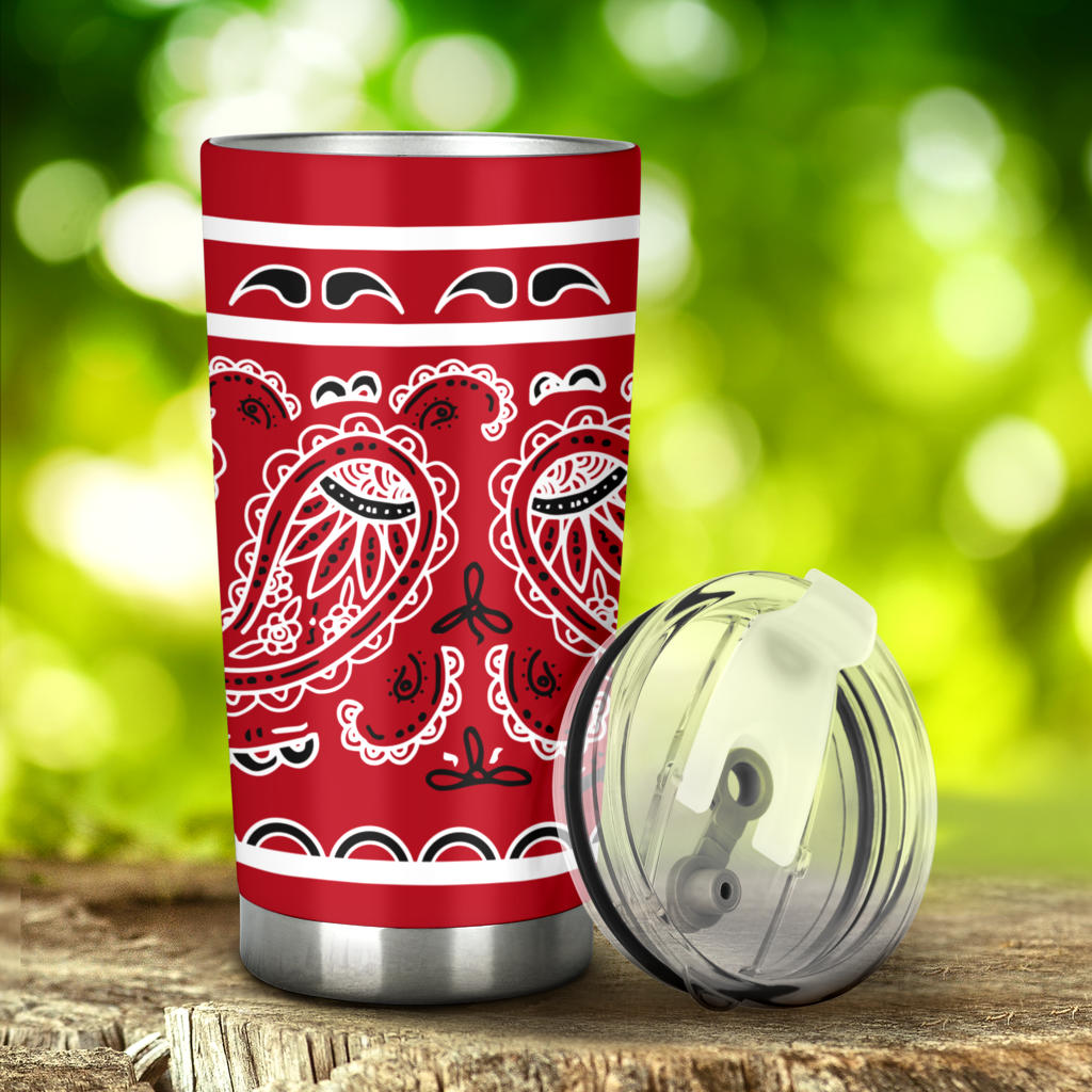 red bandana drink tumbler