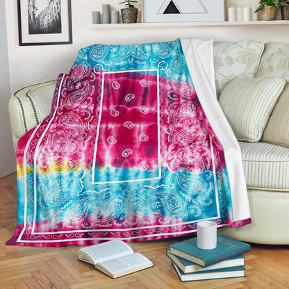 Tie Dye Bandana Fleece Throw blanket