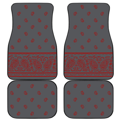 Quad Gray and Red Bandana Car Mats - Fancy