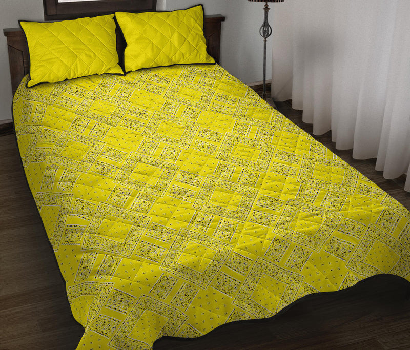 Quilt Set - Lemon Yellow Bandana DB Quilt w/Shams