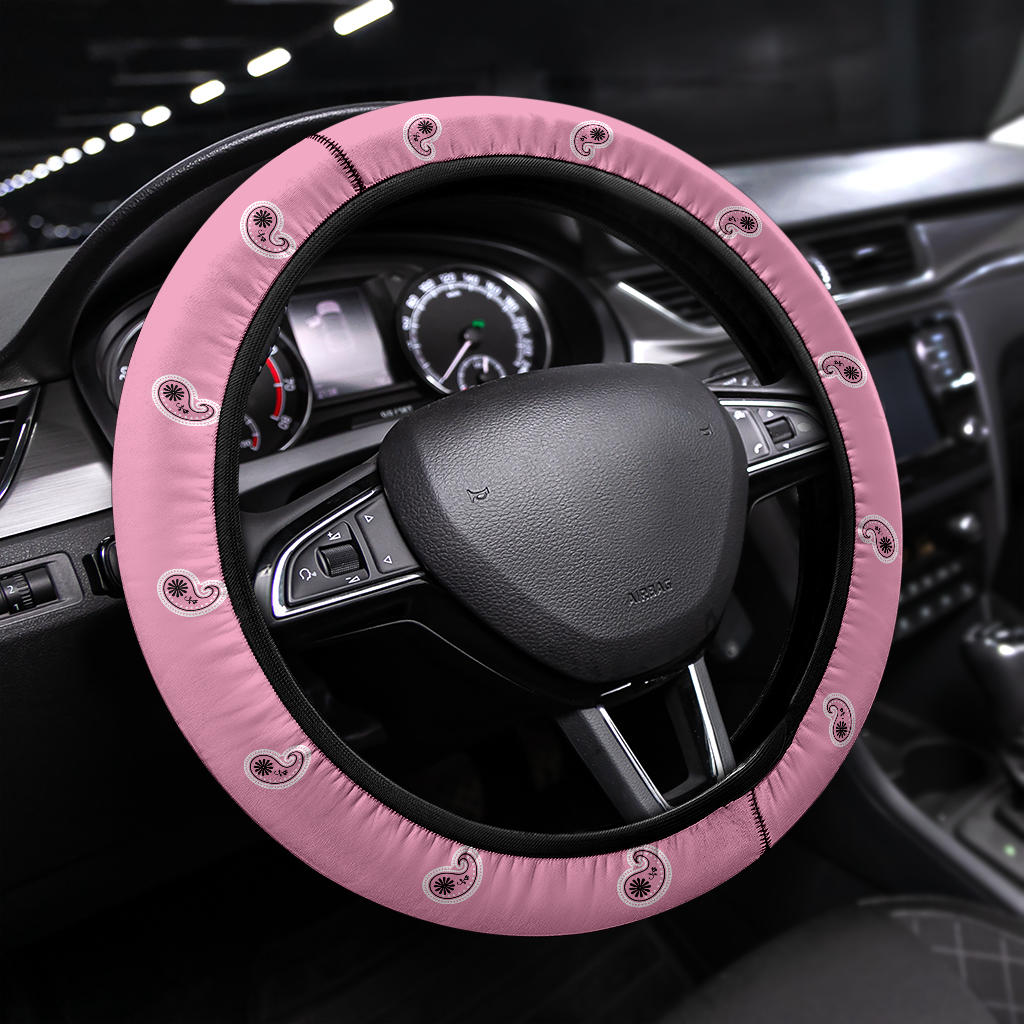pink paisley steering wheel cover