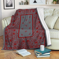 Gray with Red Bandana Throw Blanket