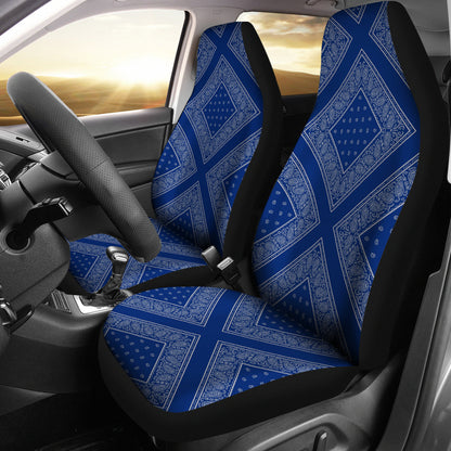 Blue and Gray Bandana Car Seat Covers - Diamond