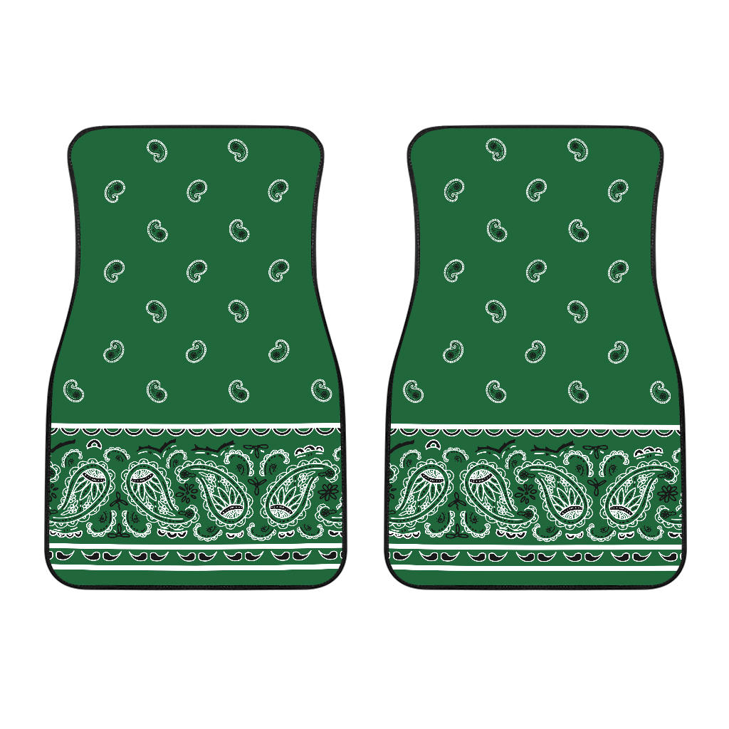 Dual Classic Green Bandana Car Mats - Fancy