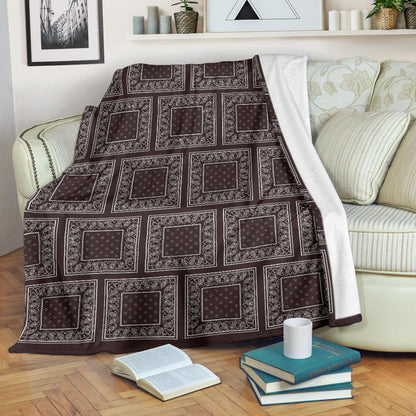 Coffee Brown Bandana Patch Throw Blanket
