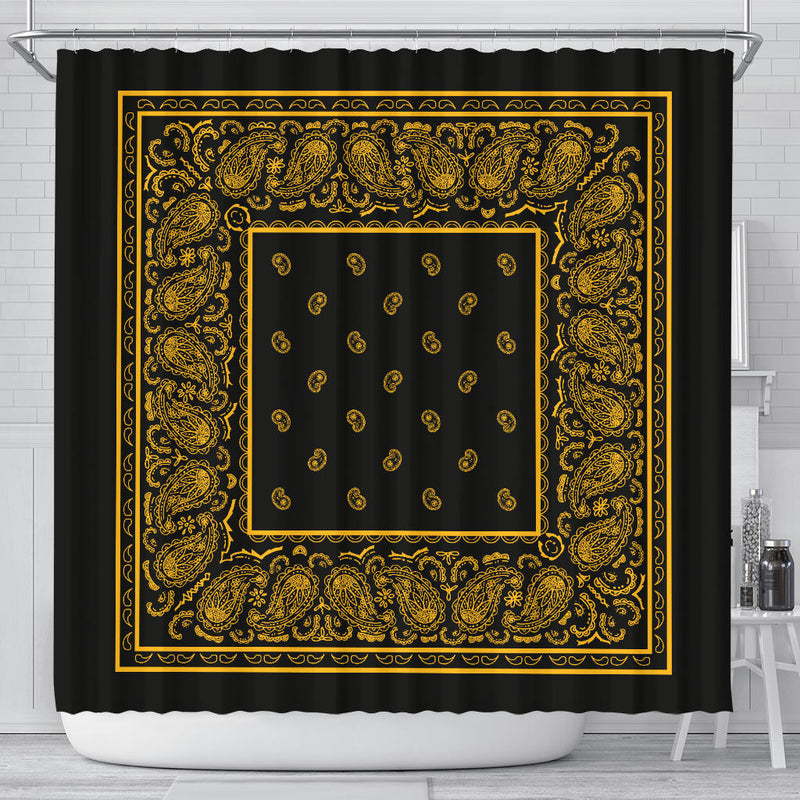 Black Gold Bandana Shower Curtain