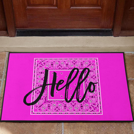 pink bandana print welcome mat