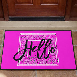pink bandana print welcome mat