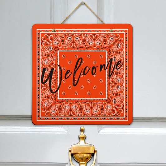 orange bandana welcome sign