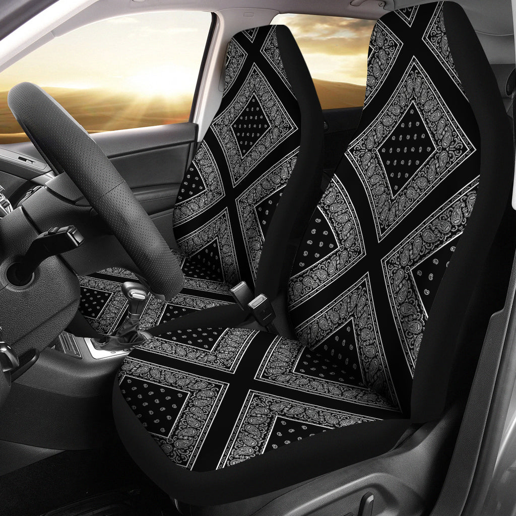 Black with white car seat cover