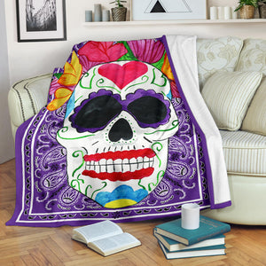 purple blanket with sugar skull