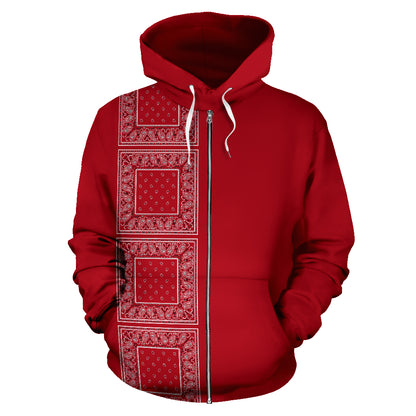 red bandana zip hoodie front view