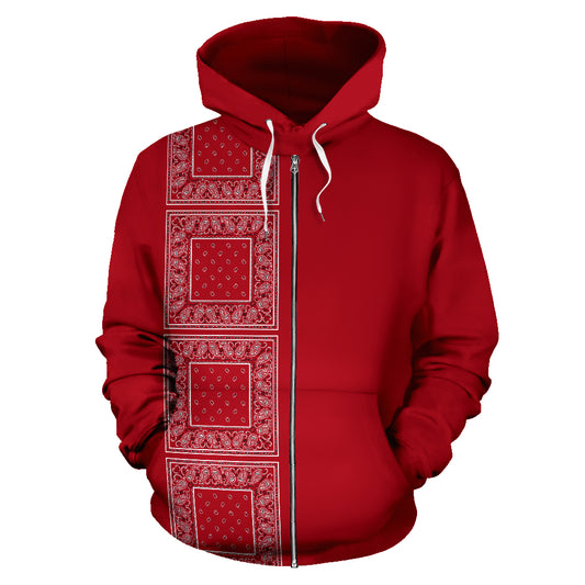 red bandana zip hoodie front view