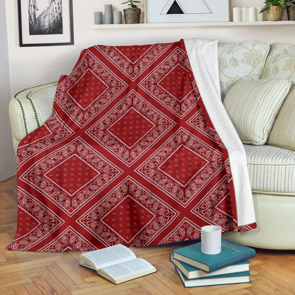 Classic Red Bandana Diamond Throw Blanket