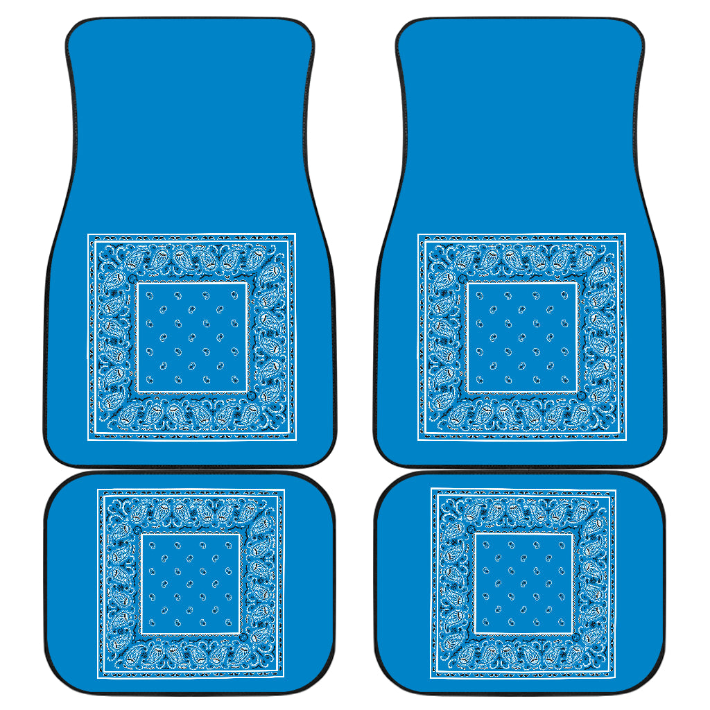 Quad Sky Blue Bandana Car Mats - Minimal