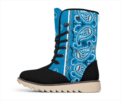 Sky Blue Bandana Women's Winter Boots