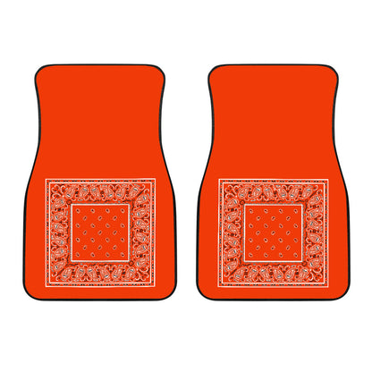 Dual Perfect Orange Bandana Car Mats - Minimal