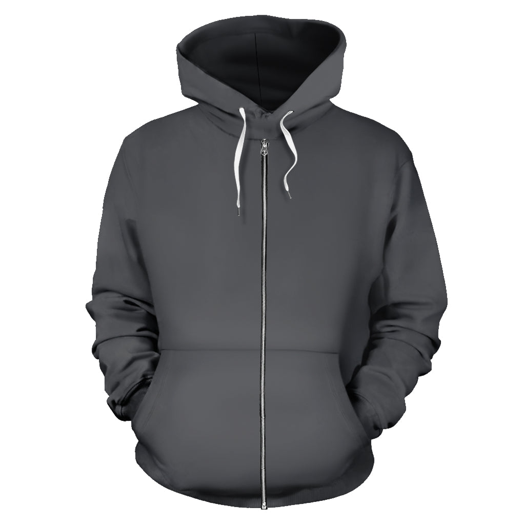 gray zip hoodie front view