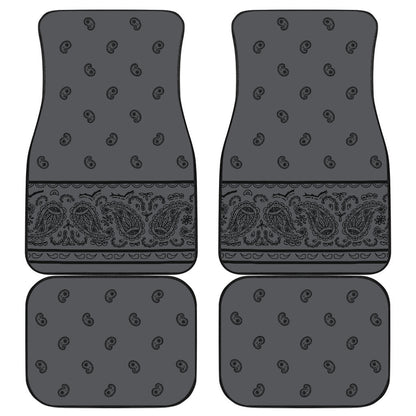 Quad Black and Gray Bandana Car Mats - Fancy