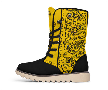 Gold and Black Bandana Women's Winter Boots