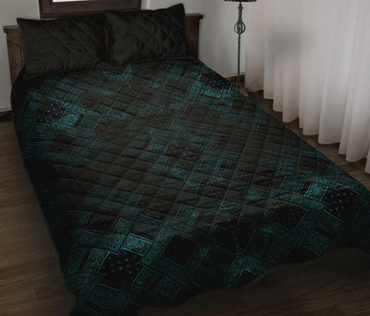 Quilt Set - Electric Blues Bandana DB Quilt w/Shams