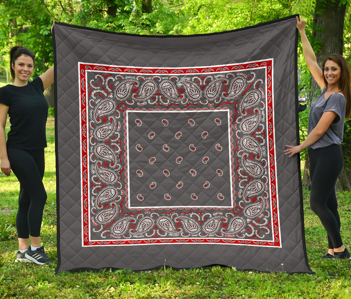 Gray Bandana Quilted Bedspread