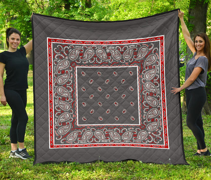 Gray Bandana Quilted Bedspread