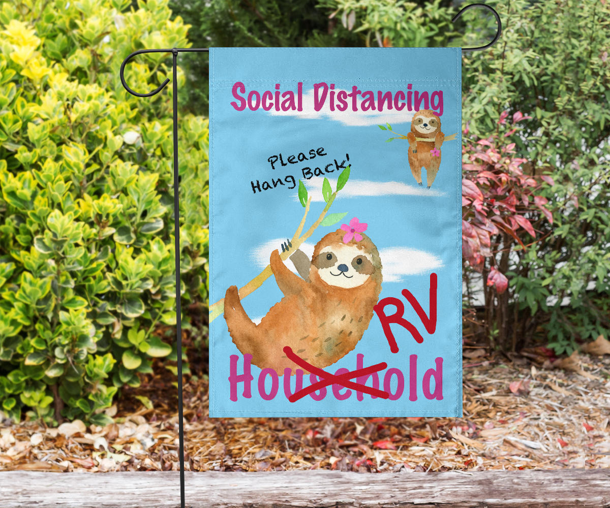 social distance flag sign for RVing
