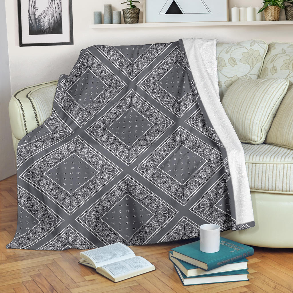 Gray Bandana Diamond Throw Blanket