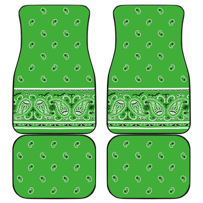 Quad Lime Green Bandana Car Floor Mats - Fancy