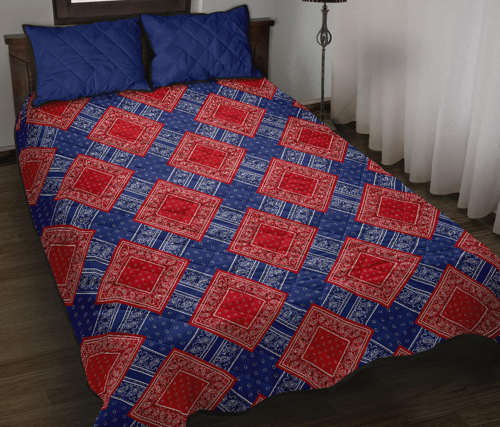 Blue and Red Bandanas DB Quilt Set