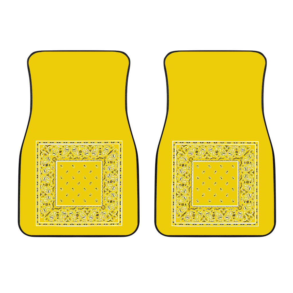 Dual Sunshine Yellow Bandana Car Mats - Minimal