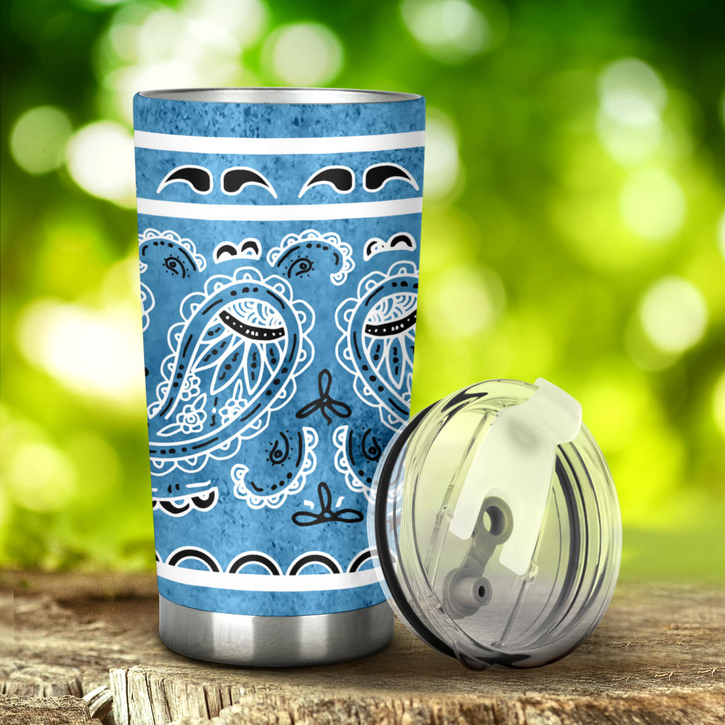 blue bandana drinkware tumbler