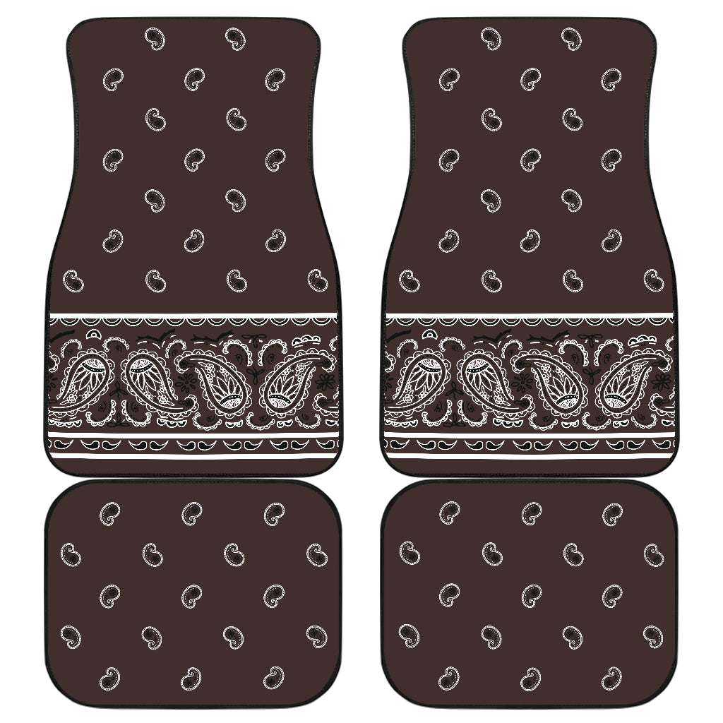 Quad Coffee Brown Bandana Car Mats - Fancy