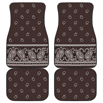 Quad Coffee Brown Bandana Car Mats - Fancy