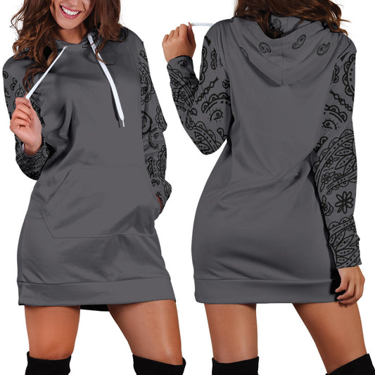 gray and black bandana hoodie dress