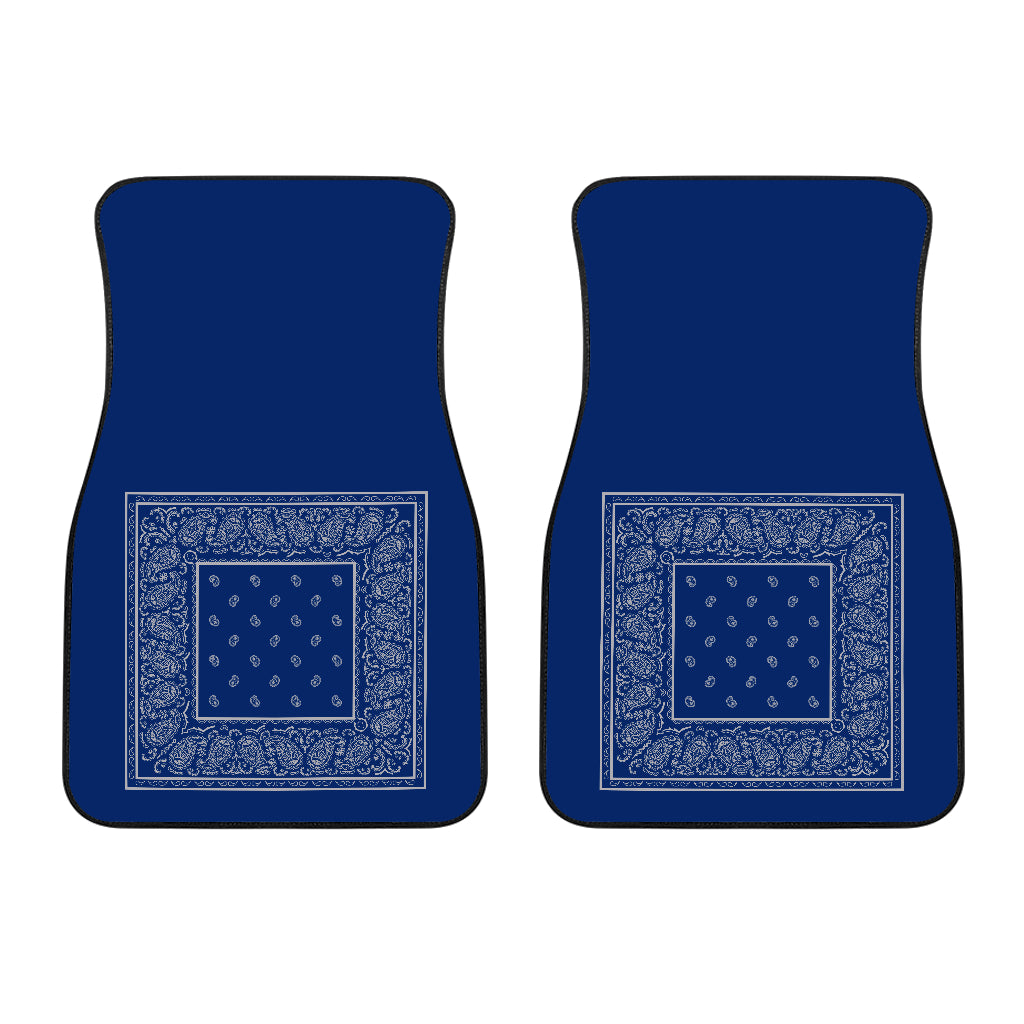 Dual Blue and Gray Bandana Car Mats - Minimal
