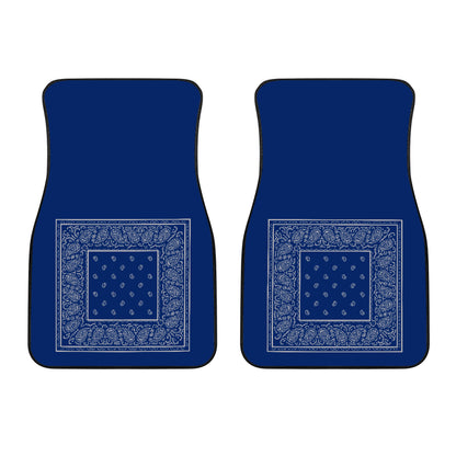 Dual Blue and Gray Bandana Car Mats - Minimal