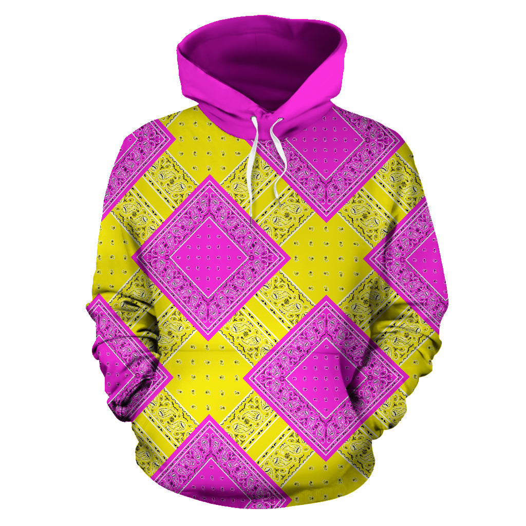pink and yellow hiphop hoodie