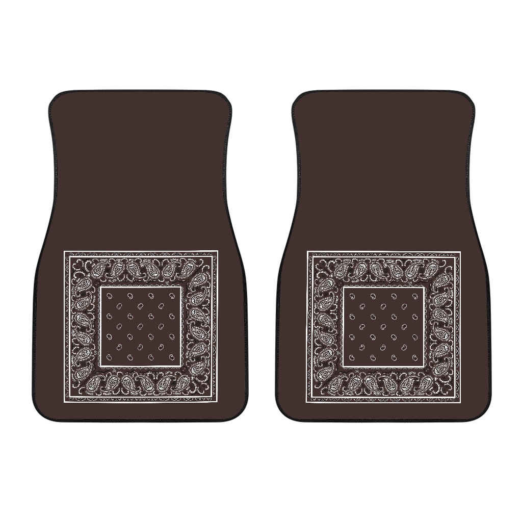Dual Coffee Brown Bandana Car Mats - Minimal